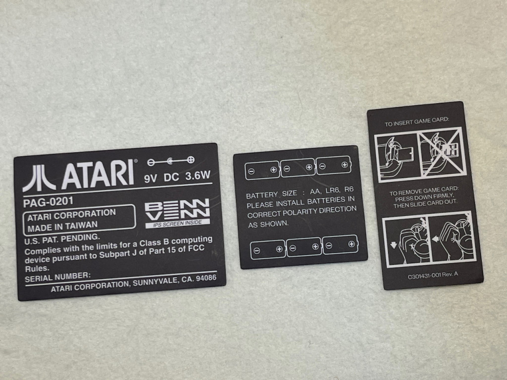 Rear Back Sticker Kit for Atari Lynx 1 - PAG-0201 BennVenn Edition
