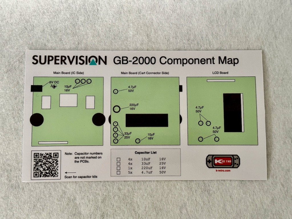 Component Map for Watara Supervision GB-2000