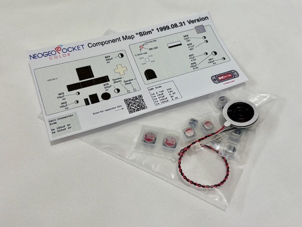 Capacitor Replacement and Refurb Kit with Replacement Speaker for SNK Neo Geo Pocket Color Slim NGPC