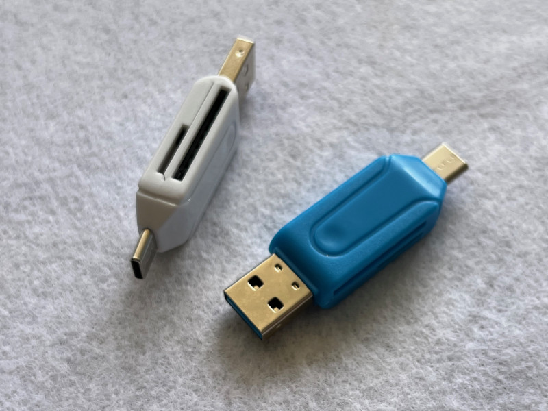 SD and micro-SD card adapter for USB and USB-C