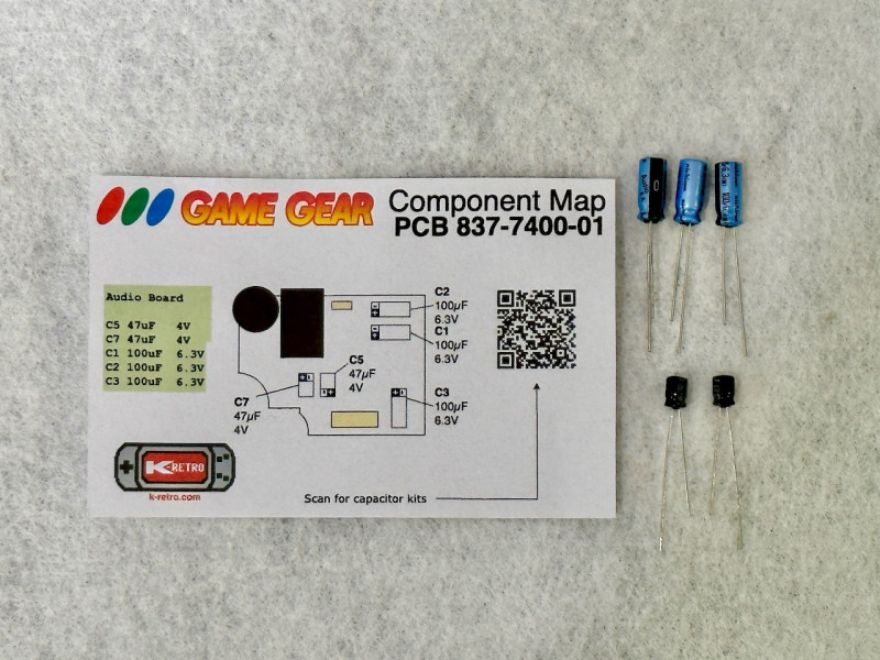 Capacitor Replacement Kit for Game Gear 837-7400-01 Audio Board